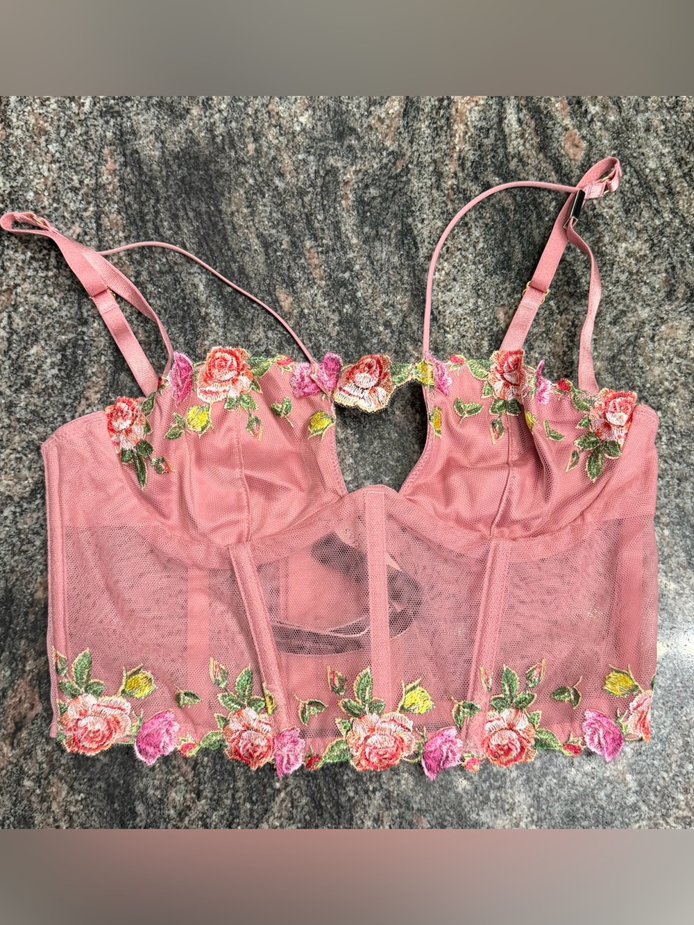 Victoria’s Secret  Floral Embroidered Sheer Bustier XS